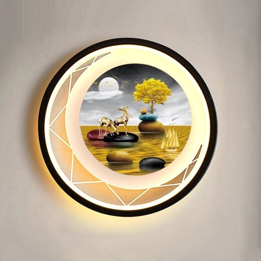 Yilin (yilin) wall lamp bedroom 2024 new living room background wall lamp high-end Chinese mural lamp creative decoration bedside lamp starry sky-three-color light changing