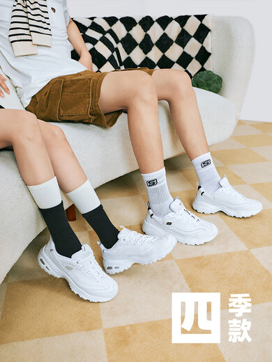 
Skechers women's shoes autumn and winter small white shoes heightening daddy shoes thick sole shoes sports shoes panda shoes [Silver] 11979-WSL 36