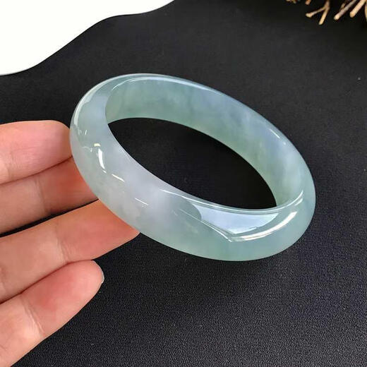 Xingting Burmese floating flower oil green jadeite (processed) bracelet ice type solid color straight circle imperial concubine jade bracelet girl jade bracelet No. 56
