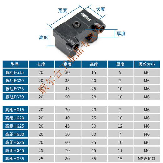 Linear linear guide slider limit block HG/EG stroke fixed block limiter buffer side lock anti-collision block HG25 (with buffer) others