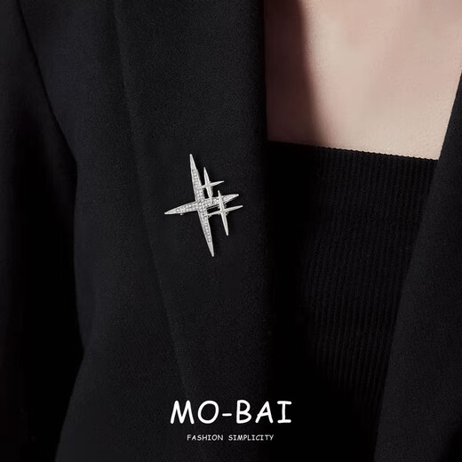 QUAMER flash diamond cross star brooch design niche suit windbreaker corsage coat pin star diamond gold