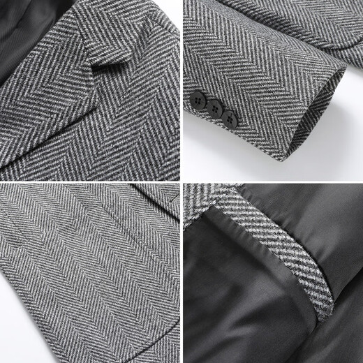 Romon (Romon) Eisenfreier Wollanzug für Herbst und Winter neuer Wollmantel für Männergeschäfts-Casual-Anzug für Männer Singles Herrenkleidung 2306-leichter grau dicker Stil M [100-120jin [Jin gleich 0,5 kg]]