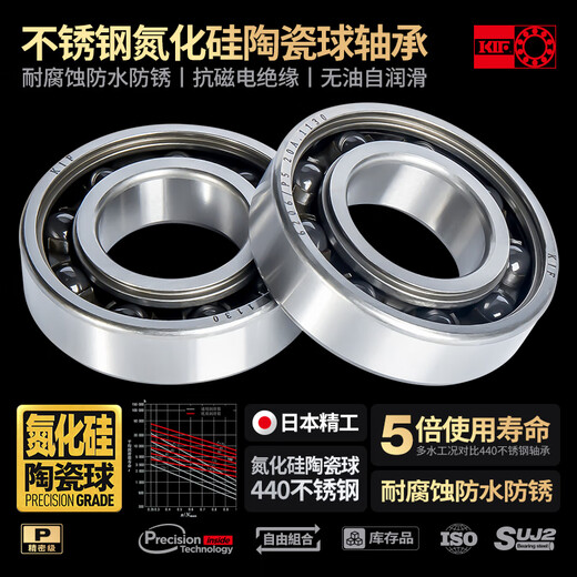
Japan KIF imported stainless steel hybrid semi-ceramic bearing silicon nitride ceramic ball high-speed waterproof and rust-proof insulated miniature small bearing rolling ball deep groove ball bearing 688ZZ SH687 [semi-ceramic] 7*14*5