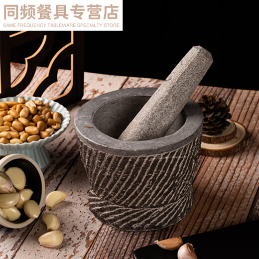 Jiaxun pigeon stone hand-carved bluestone stone mortar garlic mortar medicine jar household garlic grinding peeling garlic press garlic garlic pounder handmade bluestone medium stone mortar