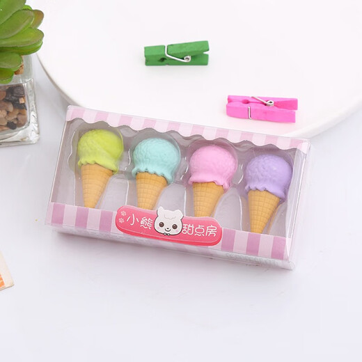 Erase de postre en caja linda Caja de regalo de dibujos animados creatorias Borrador de estudiantes Peopsicle Popsicle Eraser 4 cajas/set 6174