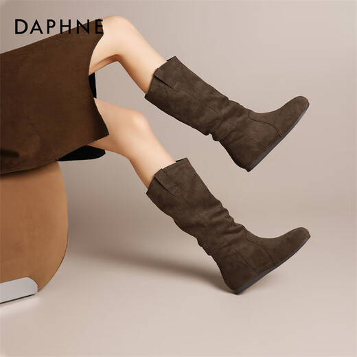 
Daphne boots women's retro western denim pile boots suede martin boots women 4024605063 brown 38