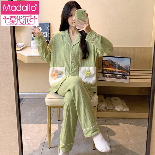 Pajamas modal pour les femmes en automne à manches longues Cardigan à manches longues Suit pour les femmes d'automne 2024 Nouveau dessin animé Spring Automne Hiver Home Clothing 3882 2xl [135-160jin [Jin est égal à 0,5 kg]]]