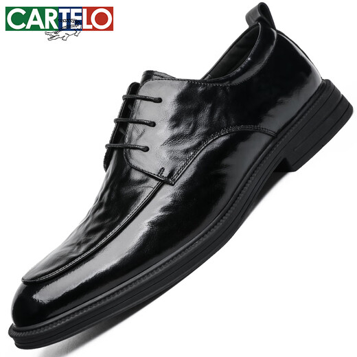 Cartelo British Hand-Hand Head Saper Cow Whide Hombres Menores Empresas zapatos de cuero casual de hombres zapatos de boda 9735 Negro 42