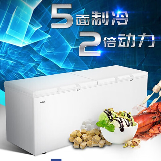 海尔（Haier）冰柜卧式商用大冰柜大容量大冷冻柜500升以上超低温双开门海鲜速度冰柜雪柜带锁脚轮 719升 零下38度速冻BC/BD-719HEZ