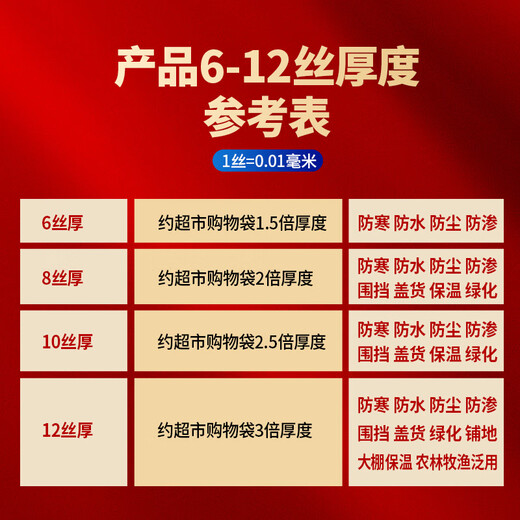 Yueshun plastic cloth tarpaulin 4 meters wide 6 wires * 10 meters dust-proof plastic film rain-proof cloth greenhouse plastic film insulation film