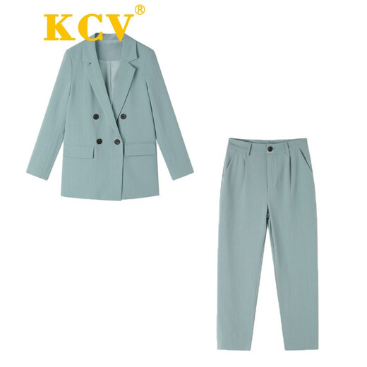 KCV小西装女套装春秋新款气质休闲韩版时尚职业西服外套两件套 9911 黄色 S