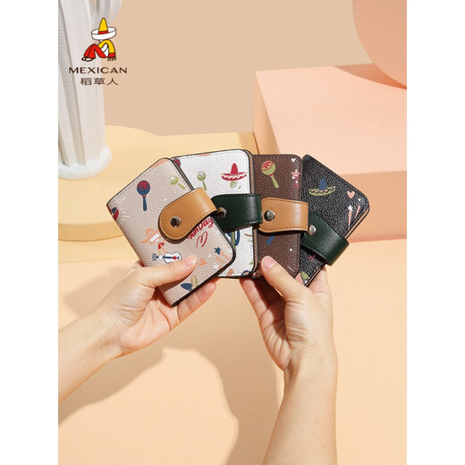 Vogelscheuche (mexikanische) Kartentasche für Frauen Mode Multi-Card große Kapazität Frauenmünzen Brieftasche Kurzpraktische Kartentasche Geburtstagsgeschenk für Mädchen Khaki