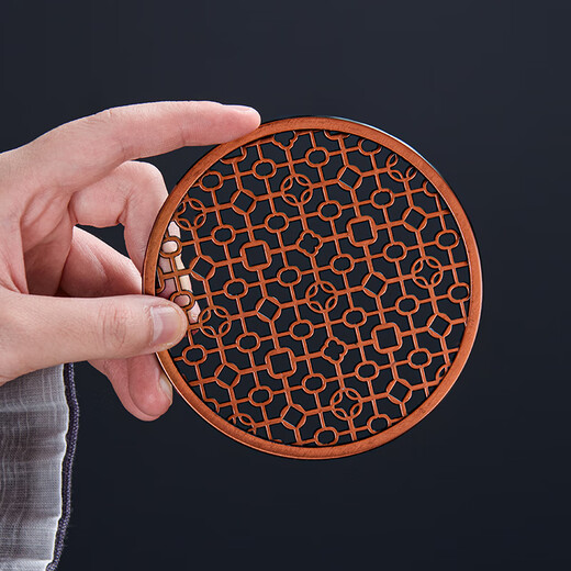 Liexuan ebony solid wood pot holder tea tray tray dry soaking table purple sand teapot pad pot base household kung fu tea set small ebony pot holder lace