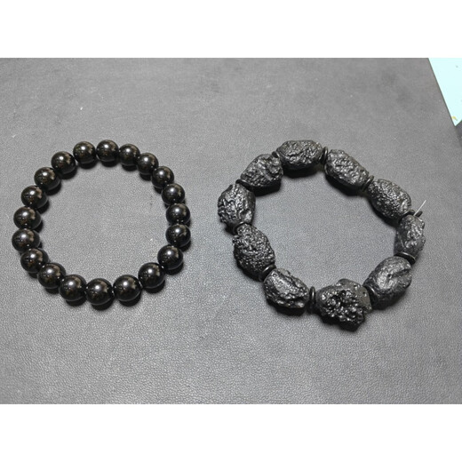 Fat Donglai's same style DL 1998 meteorite raw stone bracelet natural thunder ink glass pendant bracelet necklace 6mm round bead bracelet