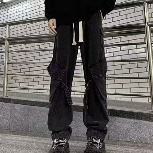 Figurine mâle American High Street Multi-Pocket Work Jeans Pantalon décontracté printemps et automne d'hiver