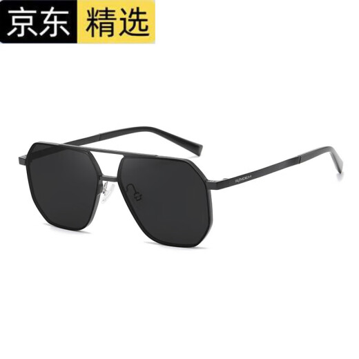 Tilburg nylon polarized sunglasses, men's brand-name sunglasses for driving, pure titanium temples, eye sun protection [thick frame] black frame, black gray nylon polarizer