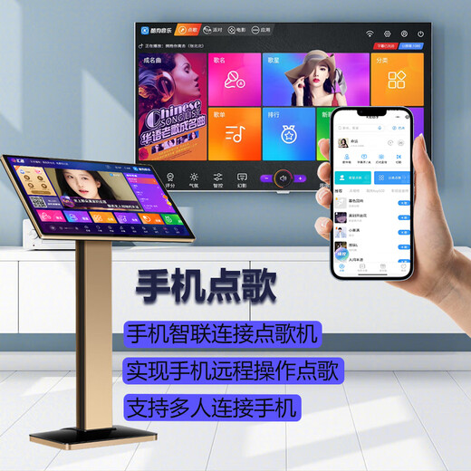 Performer karaoke machine home all-in-one machine 2025 new touch screen karaoke station smart KTV millions of music library WiFi network home theater karaoke equipment HD jukebox 22-inch new smart karaoke machine 60 million cloud music library aluminum alloy desktop model 500G hard drive can store 10,000 songs