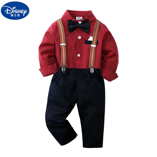 Disney (Disney) Детский костюм красивое платье для мальчиков Британская весна и летняя рубашка Компания Flower Boy's Suit Lummer Sute, Съемный галстук, промежность с защелкой 80 футов (рекомендуемый рост 70-80)