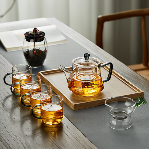 Lvchangming teapot glass tea set high temperature resistant teapot thickened teapot office home teapot 490ml