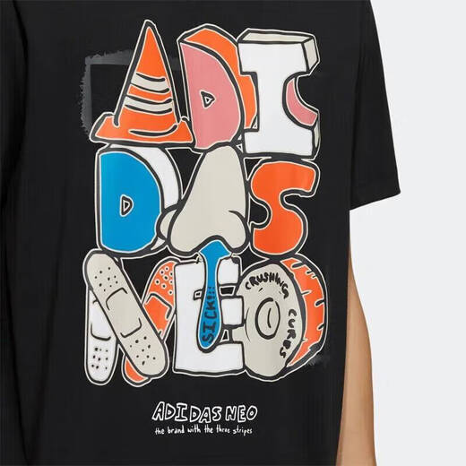 阿迪达斯（adidas）官方舰店短袖T恤男 新款neo运动服男体恤宽松圆领透气休闲上衣 GP4867 黑色 XS