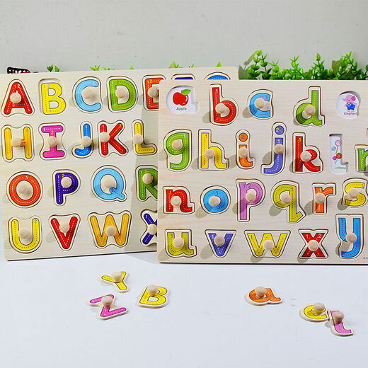 Toys de Humo, lettres numériques, puzzle de planche à emporter à la main pour enfants, puzzle de bébé éducation précoce, jouets en bois, ensemble 2 pièces [Fruit Model + Forest Animal]
