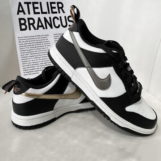 
Nike (NIKE) women's shoes 2025 new summer Dunk Low low top lightweight sneakers fashionable breathable casual shoes DH9764-001 black and white red panda gold and silver hook 36.5