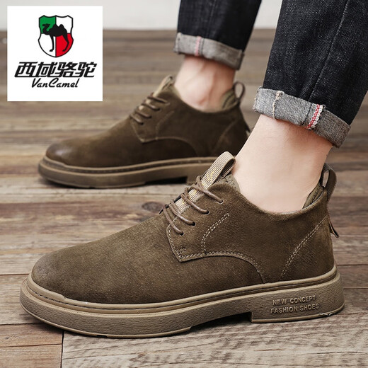 Western Region Camel (Vancamel) Echte Leder-Leder-Lederschuhe 2025 Neue Frühlings- und Sommer lässig atmungsaktiven Geschäftsarbeit tragen Low-Top Martin Boots Herrenschuhe Khaki 39 Bestellung schneller Lieferung