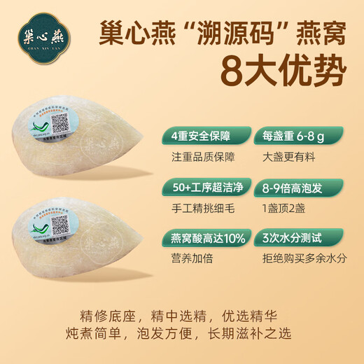 Bird's Nest Trockenbecher Geschenkbox Geschenk für Älteste schwangere Frauen Malaysia Rückverfolgbarkeitscode Trockener Pick White Bird Cup Geschenk für ältere Ernährungsprodukte für Älteste Tonic für Haft schwangere Frauen Dreieck Tasse 10g