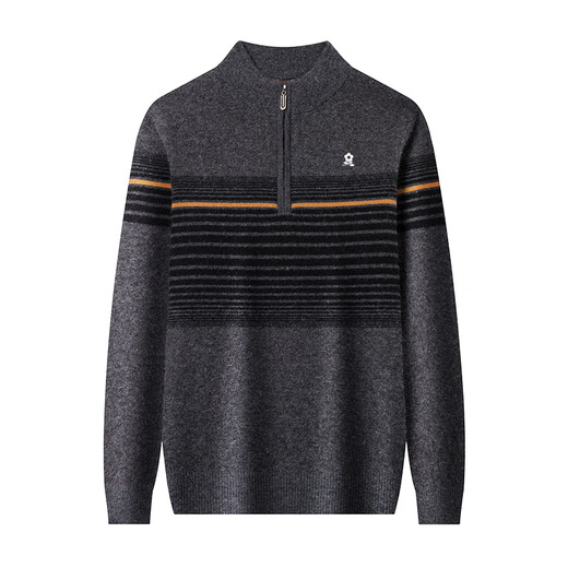 Montagut (Montagut) Automne et hiver lait chaud à rayures chariot pour hommes décontractés d'âge moyen et âgé à rayures à rayures en tricot en peluche épaissie de top chaud Zyr9928 Kaki 175 / xl [recommandé 130-145jin [Jin est égal à 0,5 kg]]]