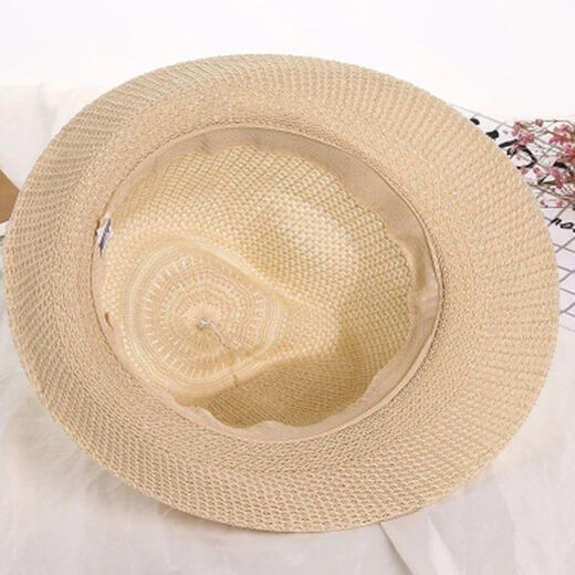 卡若登新品老年人夏天亚麻帽子男春夏天太阳帽沙滩遮阳防晒凉帽夏天中老年爸爸草帽亚麻礼帽 卡其色 大号59厘米
