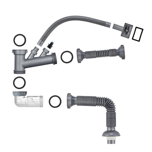 Submarine CSQ-2C vegetable basin drain pipe double-slot sink deodorant space-saving drain pipe ABS material stretched 95 cm