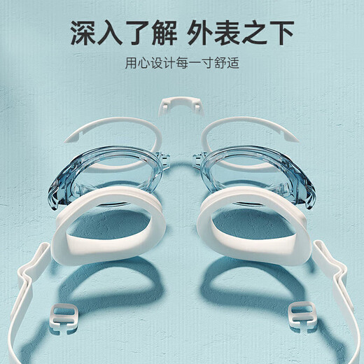 Li Ning LI-NING waterproof and anti-fog swimming goggles for men and women HD swimming goggles flat swimming goggles LNJT224-6 Aurora White