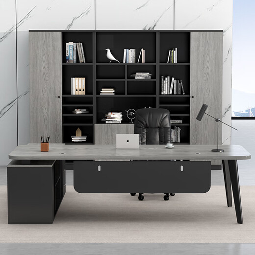Han and Tang Shuangsheng desk boss desk simple modern president desk manager supervisor desk executive desk office furniture table and chair combination gray oak 200*80*75 boss desk + side