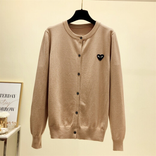 Yu Zhaolin Knitted Sweater Women's Fashion 2021 Spring New Korean Style Heart Knitted Cardigan Women's Long Sleeve Short Bottoming Sweater Stars Same Style Small Jacket Top Brown Please Take the Corresponding Code