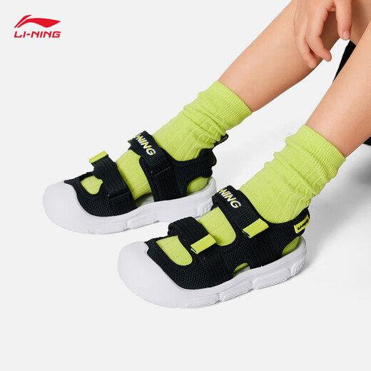 Li Ning Children's Shoes Sandals for Boys and Girls Contrast Color Soft and Comfortable Sports Shoes Black-3 25