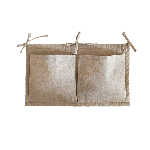 Round cotton and linen fabric baby playpen bedside storage hanging bag baby bedside diapers diaper toy storage bag two-port storage