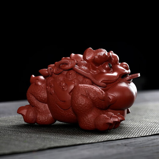 Gold inlaid jade teacher Wang Renbing handmade Yixing purple sand tea pet golden toad ornaments tea play kung fu tea set accessories gift box set good luck big red robe golden toad