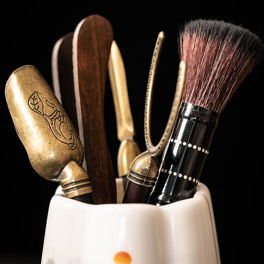 Porcelain brand tea set Jade Porcelain Tea Ceremony Six Gentlemen Household Tea Set Accessories Tea Spoon Tea Clamp Tea Needle Pot Pen Tea Cylinder Set Suet Fat Jade Porcelain <The Rising Sun> Six Gentlemen Tea Ceremony