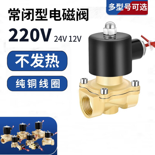JIMDZ normally closed solenoid valve water valve copper switch gas valve control valve AC220V solenoid valve 24V copper wire 4 minutes 6 minutes 1 inch custom voltage DN08 (2 minutes) 24V