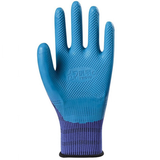 Younai Insurance single-handed, right and left hand anti-slip, wear-resistant and breathable latex construction site labor protection work protective gloves 12 Xingyu A698 blue (single left hand) L