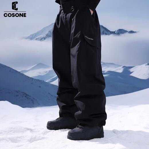 COSONE有氧系列滑雪服3L单板滑雪裤防水透气加棉加宽裤 黑色 XL