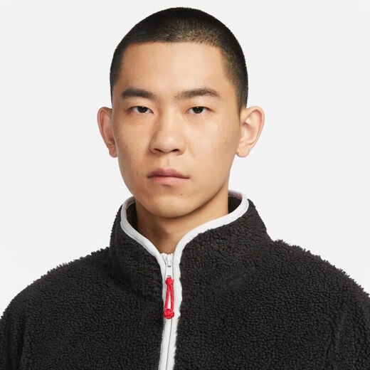 Nike (Nike) Vêtements officiels masculins 2025 Spring New Sportswear Imitation Lamb Velvet Stand Collar Casual Washing Veste FZ6194-010 XL 180 (recommandé 140-160jin [Jin est égal à 0,5 kg]))