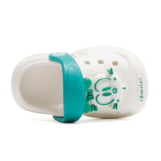 Babu Dou children's shoes, boys' slippers, summer new soft-soled baby beach shoes, children's hole shoes for women, milky white 21.5 (140) suitable for feet 13.0cm long