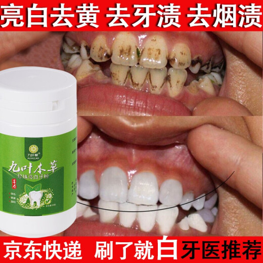 Nine-Leaf Clover Teeth Whitening Tooth Cleaning Powder Removes Smoking and Tartar Removes Yellow Teeth Cleaning Powder Cleans Teeth Tooth Powder Cleans Teeth Whitening Tooth Powder 1 Bottle [Whiten Teeth and Fresh Breath]
