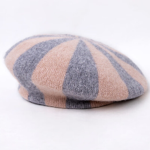 Hengyuanxiang beret women's 100% pure wool autumn and winter Korean fashion wool hat women's retro knitted artistic woolen hat gray one size fits all (diameter 26cm)