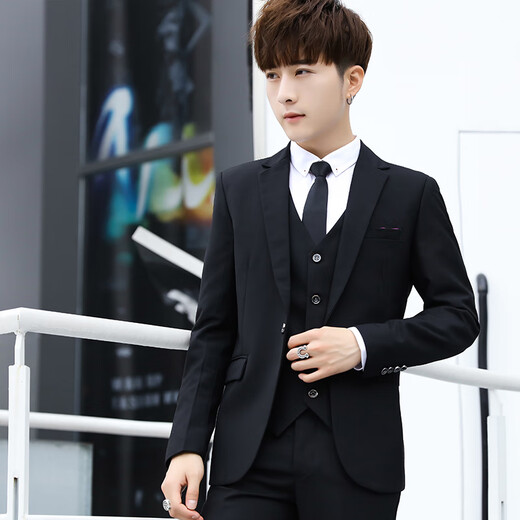 18-year-old teenagers, high school students, adult dresses, suits, boys' suits, suits, men's small suits, student casual suits, three-piece wedding dresses, black_suit + trousers + tie L