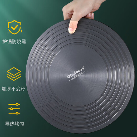 Olodo household food quick thawing plate energy-saving heat conduction plate pot bottom anti-burn black pot heat conduction plate gas stove universal aviation aluminum diameter 24cm thickness 4mm