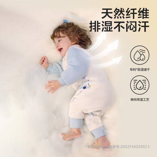 Babycare newborn baby baby sleeping bag spring and autumn children's camellia anti-kick split leg sleeping bag Yundao blue 6 layers 90 yards