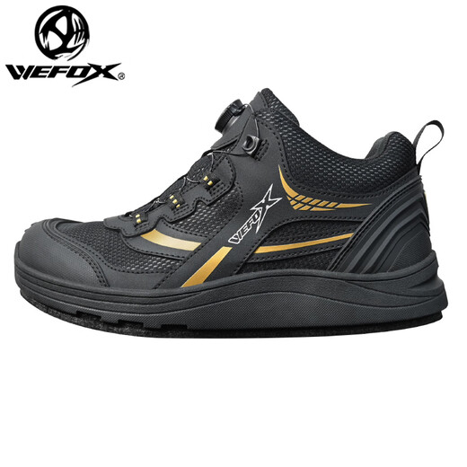 WEFOX Weihuji fishing shoes for climbing on the reef non-slip waterproof felt bottom sea fishing nail sole shoes outdoor breathable men's fishing shoes WDX-1025 black gold/upgraded fully waterproof one size 40