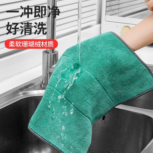 Household pure cotton thickened dishcloth, kitchen household absorbent rag, scouring pad, dishcloth, white cotton rag (5 pieces)